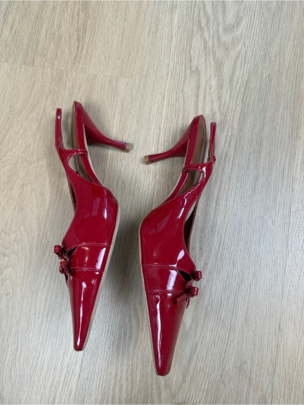 Reformation Noreen Slingback Bow Patent Leather Heels 11 - Picture 7 of 8
